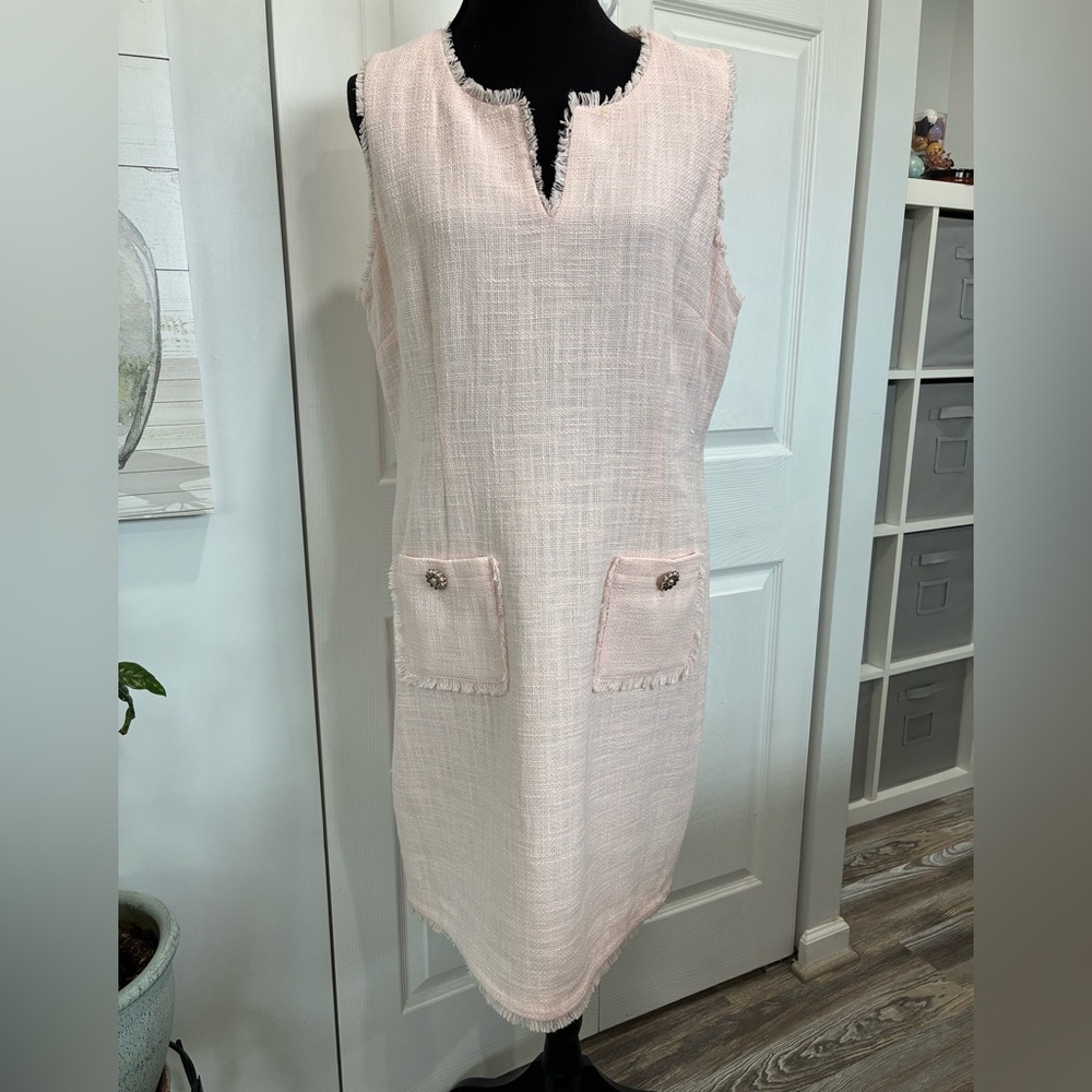 Karl Lagerfeld Light Pink Tweed Sleeveless Dress